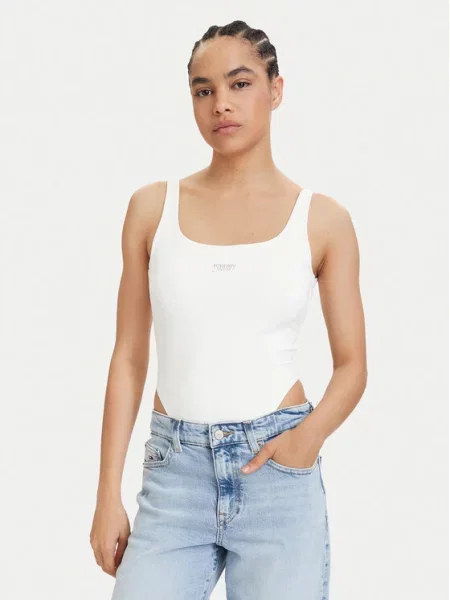 Tommy Jeans Body Metallic Logo alb