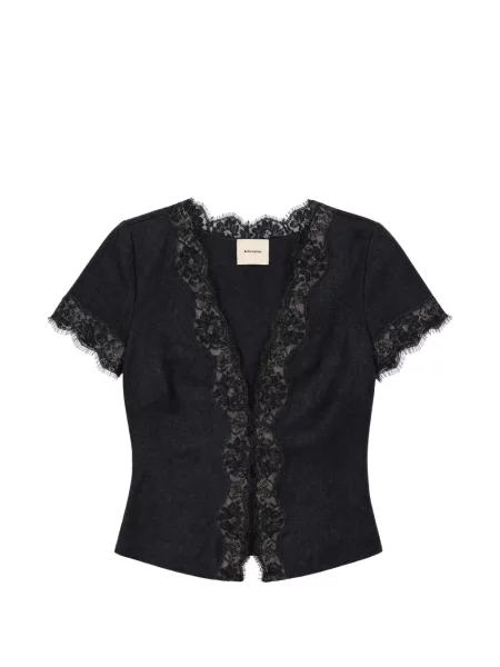 Top Reformation din dantelă negru
