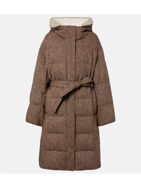 Haină din piele de oaie Brunello Cucinelli de lână maro