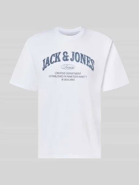 T-shirt o kroju regular fit z czystej bawełny model Denver' Jack & Jones biała