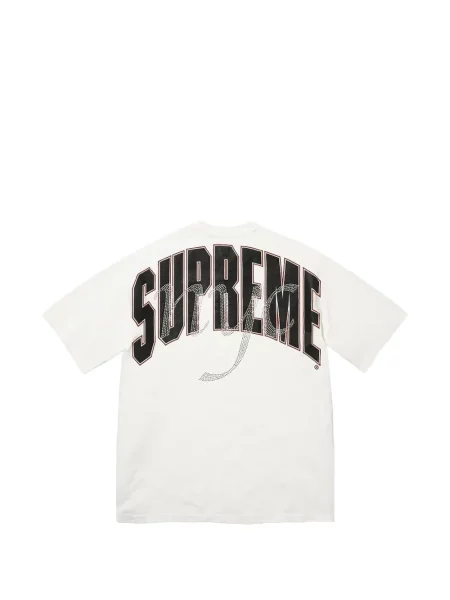 Stras scurt tricou Supreme alb