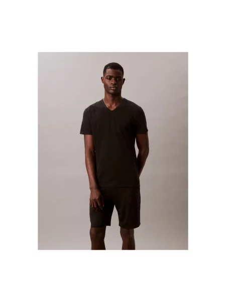 Calvin Klein Koszulka W Serek 3 Szt. Cotton Stretch Blend schwarz czarna