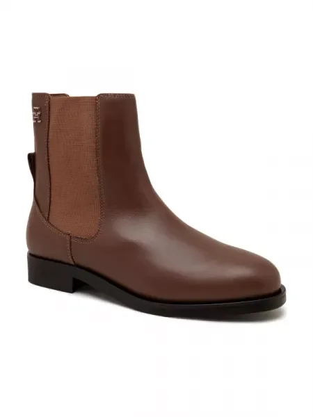 Tommy Hilfiger Bőr bokacsizma ELEVATED ESSENT THERMO BOOTIE barna