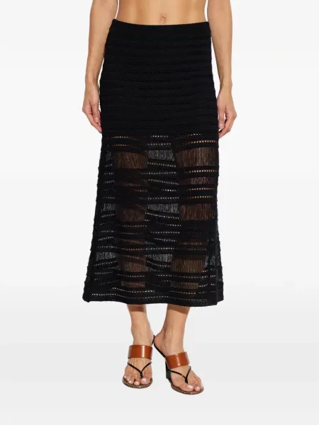 Fustă Rag & Bone cu franjuri tricotate negru