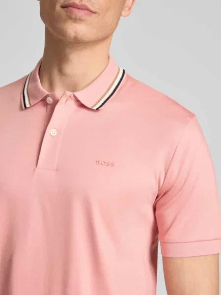 Koszulka polo z czystej bawełny krój slim fit model PENROSE' Boss różowe