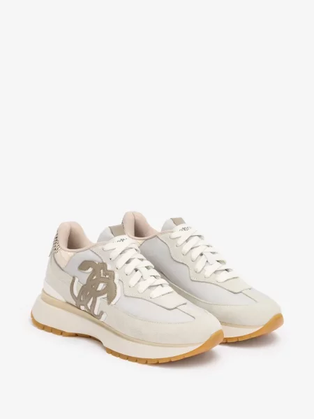 Sneakerși Roberto Cavalli din piele alb
