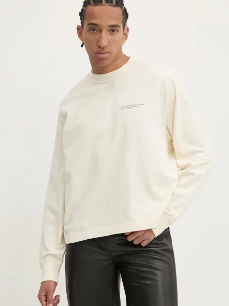 Тениска с дълъг ръкав Abercrombie & Fitch бежово