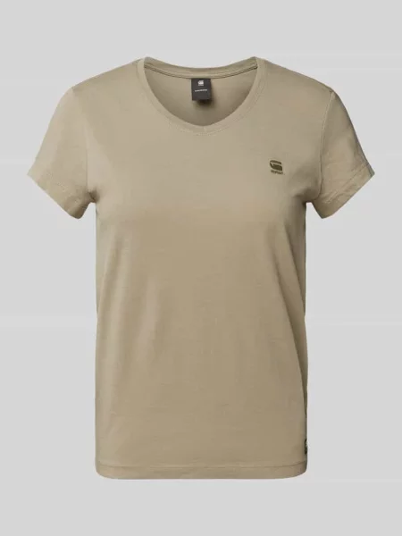 T-shirt z wyhaftowanym logo zielona