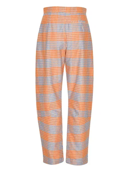 Pantaloni Henrik Vibskov în carouri portocaliu