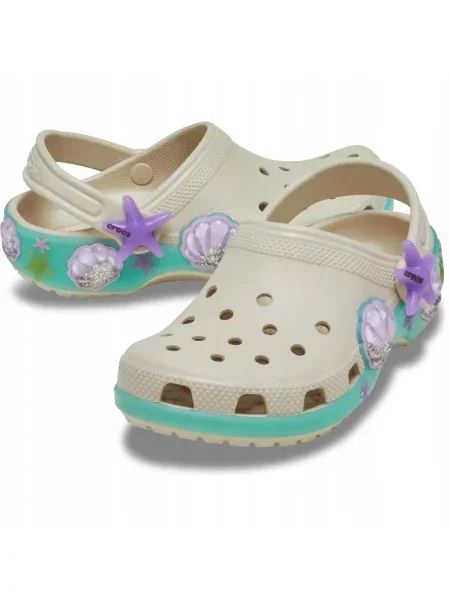 Chodaki Dla Dzieci Crocs Classic Sea Sparkle Shaker Clog beżowe