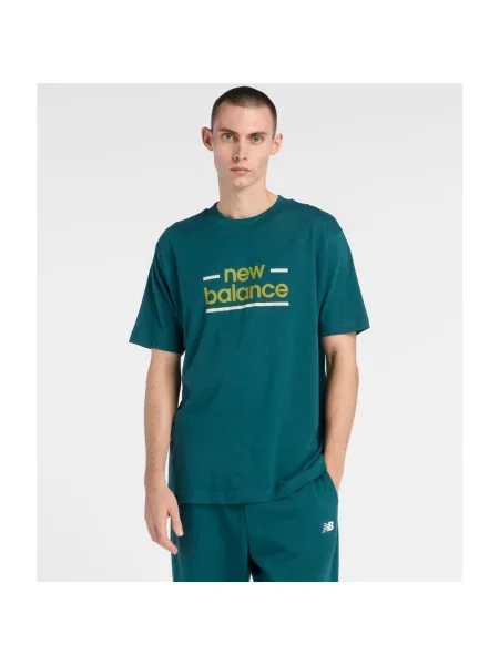 Koszulka z krótkim rękawem New Balance Linear Lines turkusowy S niebieski