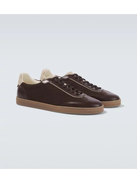 Sneakerși Brunello Cucinelli din piele de căprioară maro