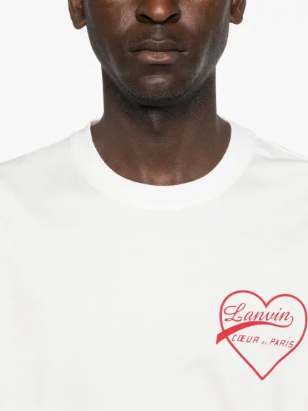 Tricou Lanvin cu imagine cu motiv cu inimi alb