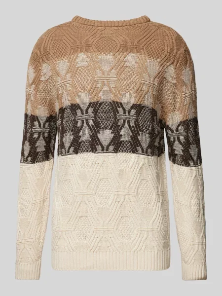 Sweter z dzianiny z detalem z logo Ragman
