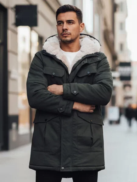 Kurtka zimowa parka z kapturem Dstreet zielona
