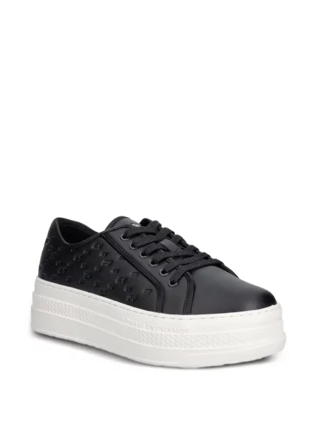 Sneakerși Armani Exchange cu platformă cu autograf negru