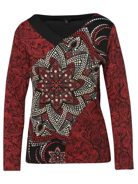 KOROSHI Tricou verde / roșu carmin / negru alb