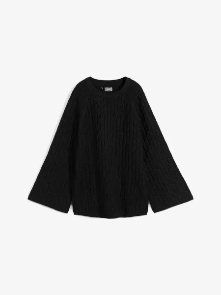 Sweter oversize w warkocze czarny