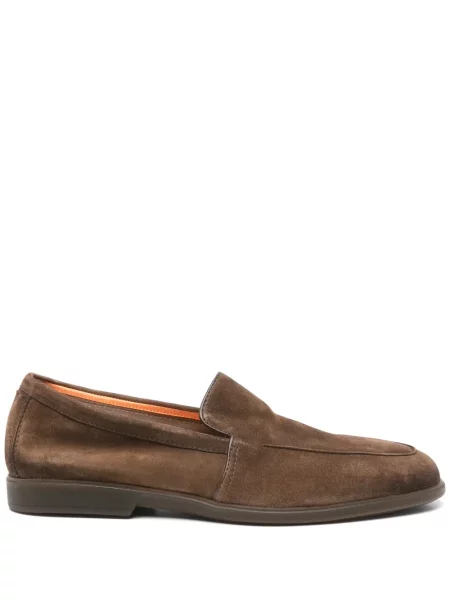 Pantofi loafer Santoni din piele de căprioară maro