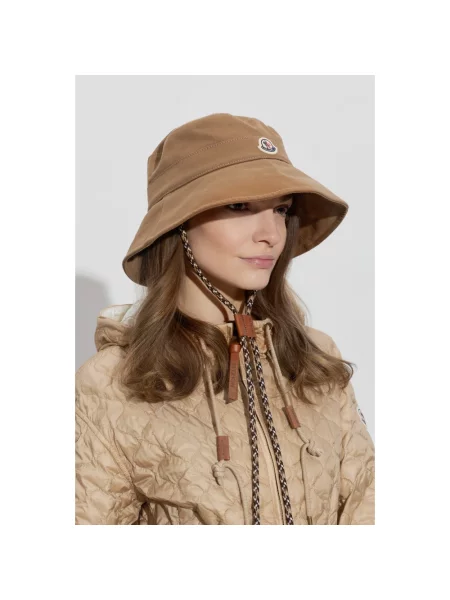 Kapelusz Moncler płócienny z logo brązowy