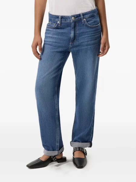 Blugi Rag & Bone cu talie joasă albastru