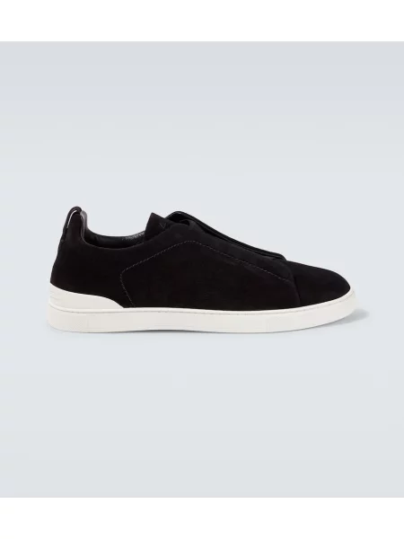 Sneakerși Zegna din piele de căprioară negru