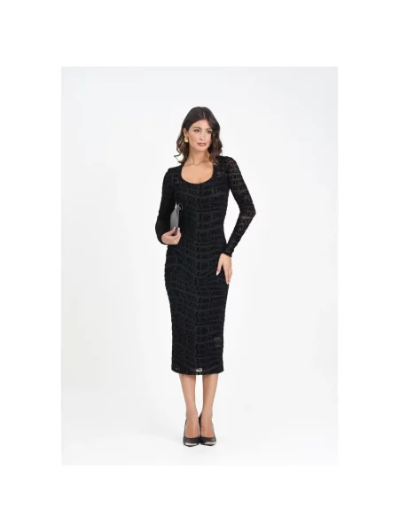 Versace Jeans Couture Sukienki Kobieta S Elegancka Zmysłowa Sukienka Midi czarny