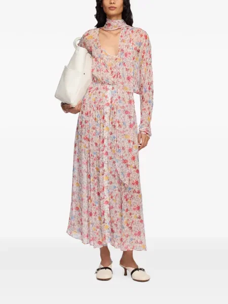 Rochie maxi Ganni de mătase cu model floral cu imagine