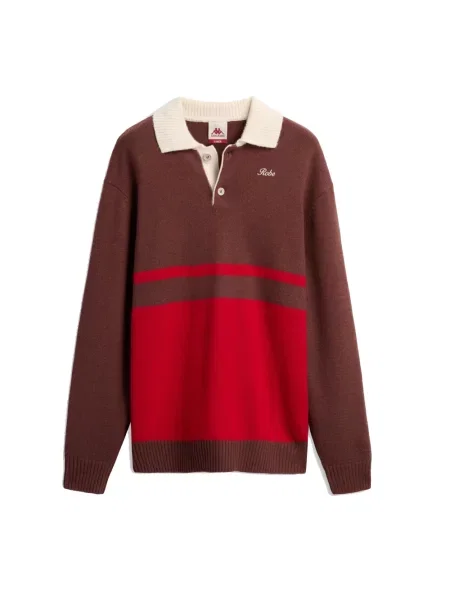 Długi sweter Kappa wełniany z długim rękawem brązowy