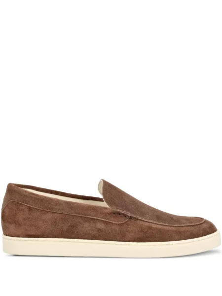 Pantofi loafer Brunello Cucinelli din piele de căprioară cu imagine maro