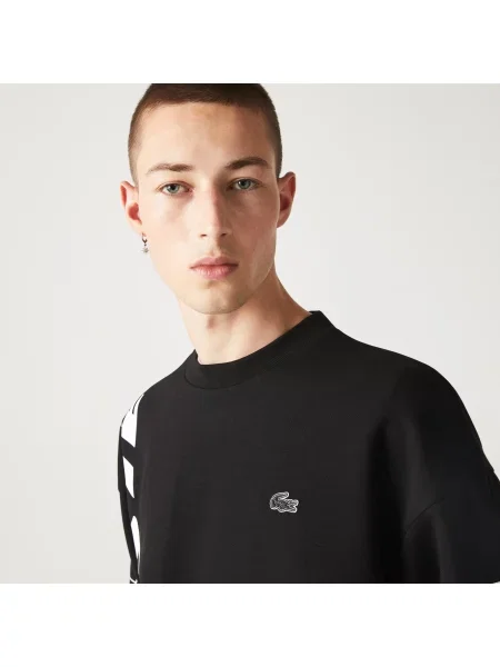 Lacoste Bluza O Luźnym Kroju Z Dwuwarstwowej Piki czarna
