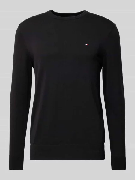 Sweter z dzianiny z wyhaftowanym logo Tommy Hilfiger czarny