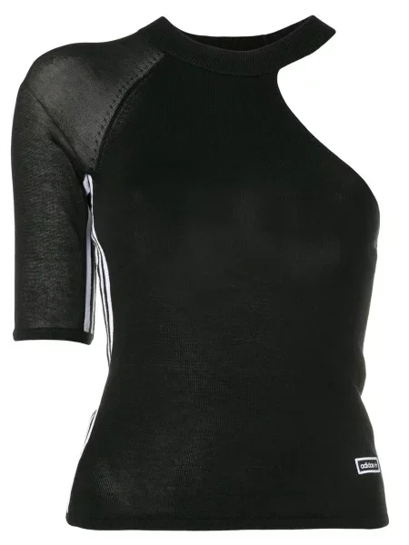 Cropp top Adidas cu un umăr gol cu nervuri negru