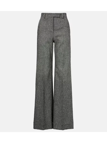 Вълнени панталон Valentino с висока талия сиво