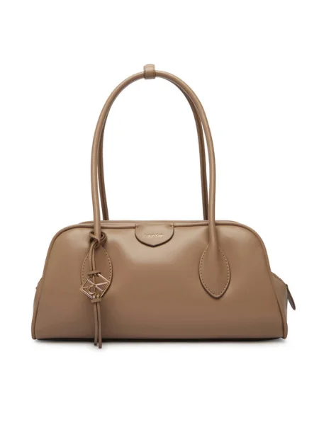 Calvin Klein Kabelka Emblem Trio Shoulder Bag Béžová hnedá