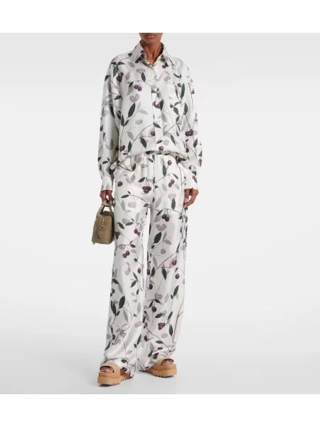 Svilene hlače Stella Mccartney s potiskom bela
