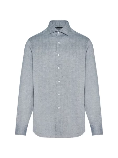 Lung cămașă Barba cu model herringbone albastru