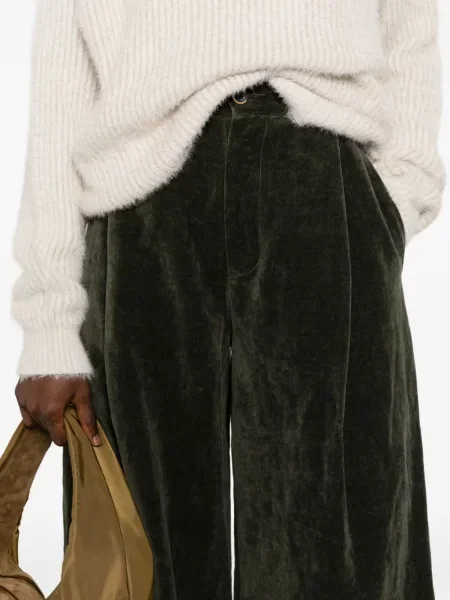 Pantaloni Uma Wang de catifea plisate verde