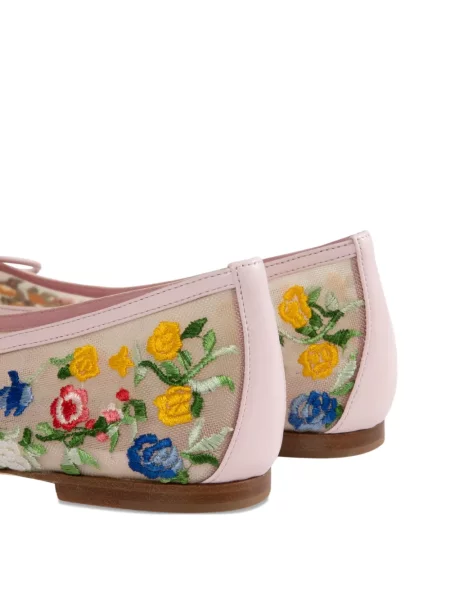 Balerinke Manolo Blahnik s vezom s cvjetnim printom ružičasta