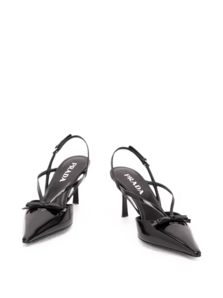 Pantofi cu toc Prada cu funde slingback negru
