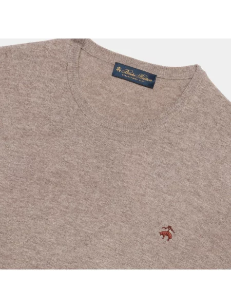 Sweter Brooks Brothers wełniany z logo beżowy