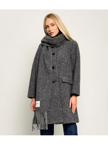 Weekend MaxMara De lână palton + șal Wkdlatino gri