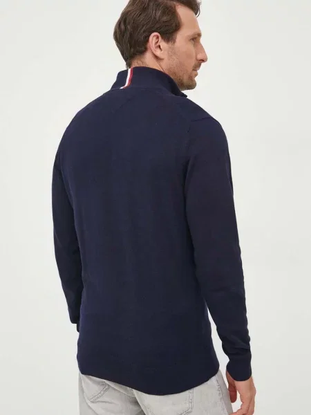 Tommy Hilfiger sweter rozpinany z bawełną granatowy