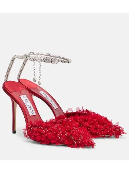 Pantofi cu toc Jimmy Choo plasă roșu