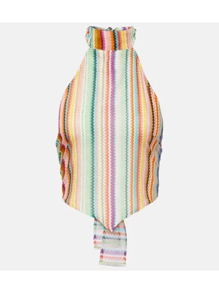 Top Missoni de mătase cu dungi cu gât halter