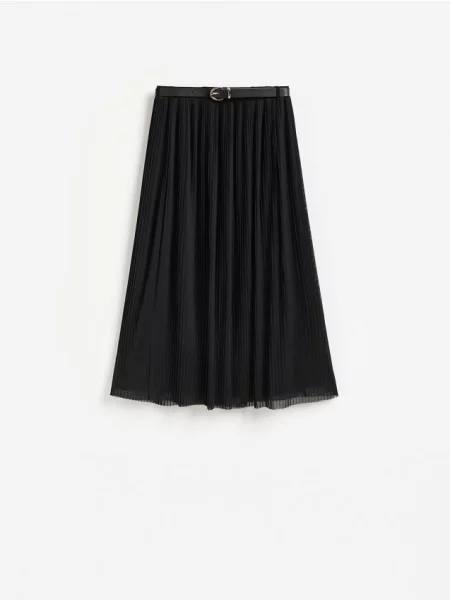 Reserved Fustă midi plisată negru
