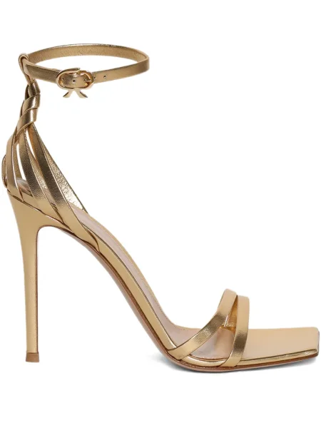 Zkrácené pletené sandály Gianvito Rossi na ramínka zlaté
