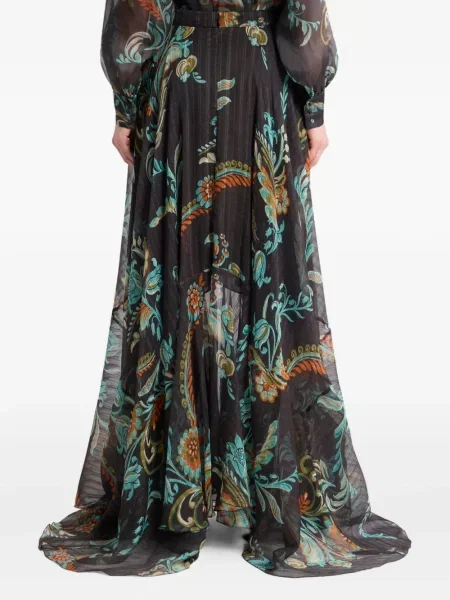 Fusta maxi Etro cu model floral cu imagine negru