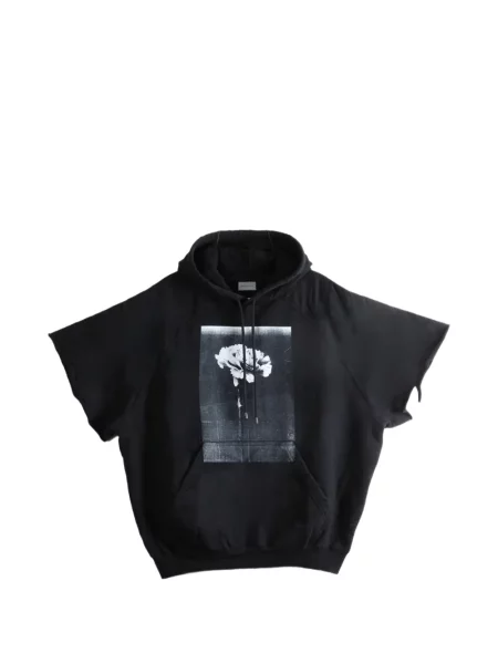 Scurt hanorac cu glugă Balenciaga cu imagine negru