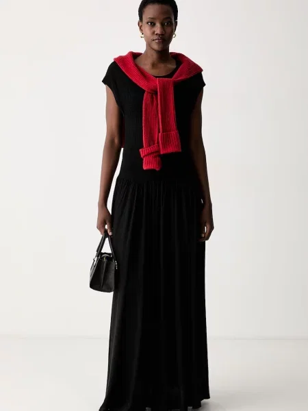 Sisley rochie evazată cu vâscoză negru